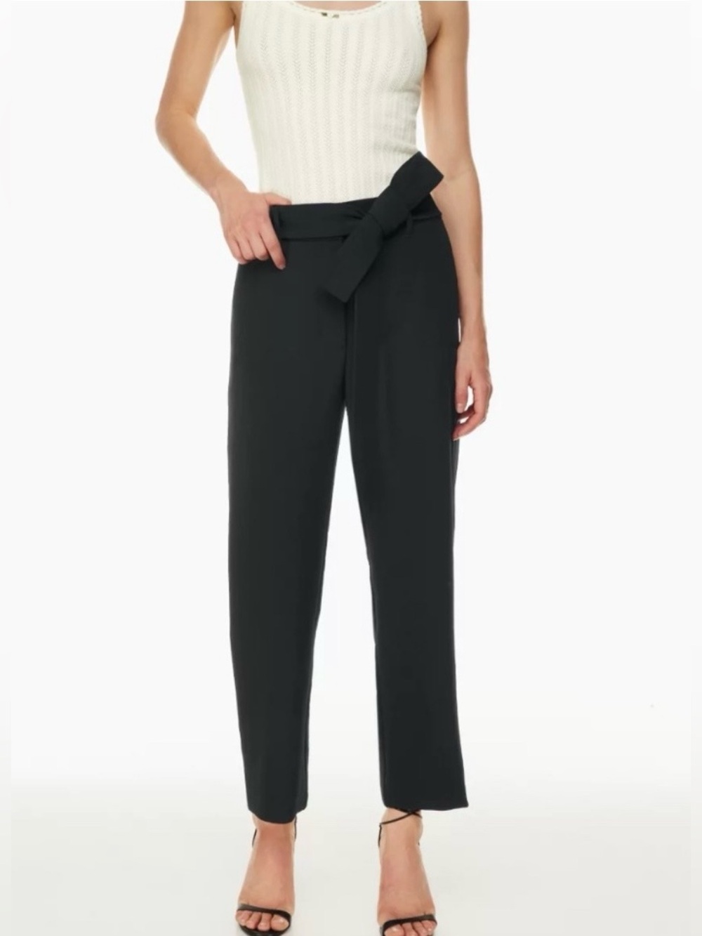 Aritzia Wilfred Tie Front Pant Wool Blend Cropped Black Size 4
